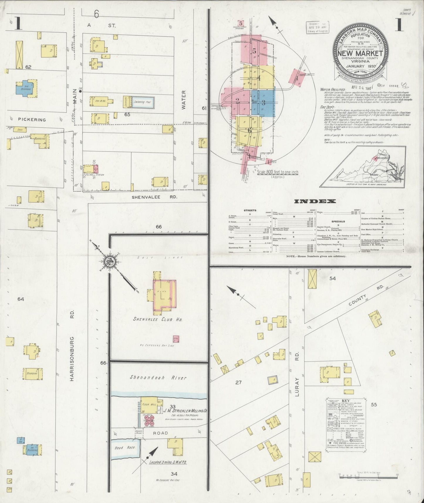 Sanborn Fire Insurance Map from New Market, Shenandoah County, Virginia. (1930) – Historic Sanborn Fire Insurance Map Print