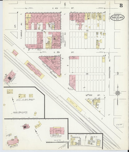 Sanborn Fire Insurance Map from Devils Lake, Ramsey County, North Dakota (1914), Sheet #0008 - Complete Map Set gallery image, historic Sanborn map, vintage wall art, North Dakota North Dakota
