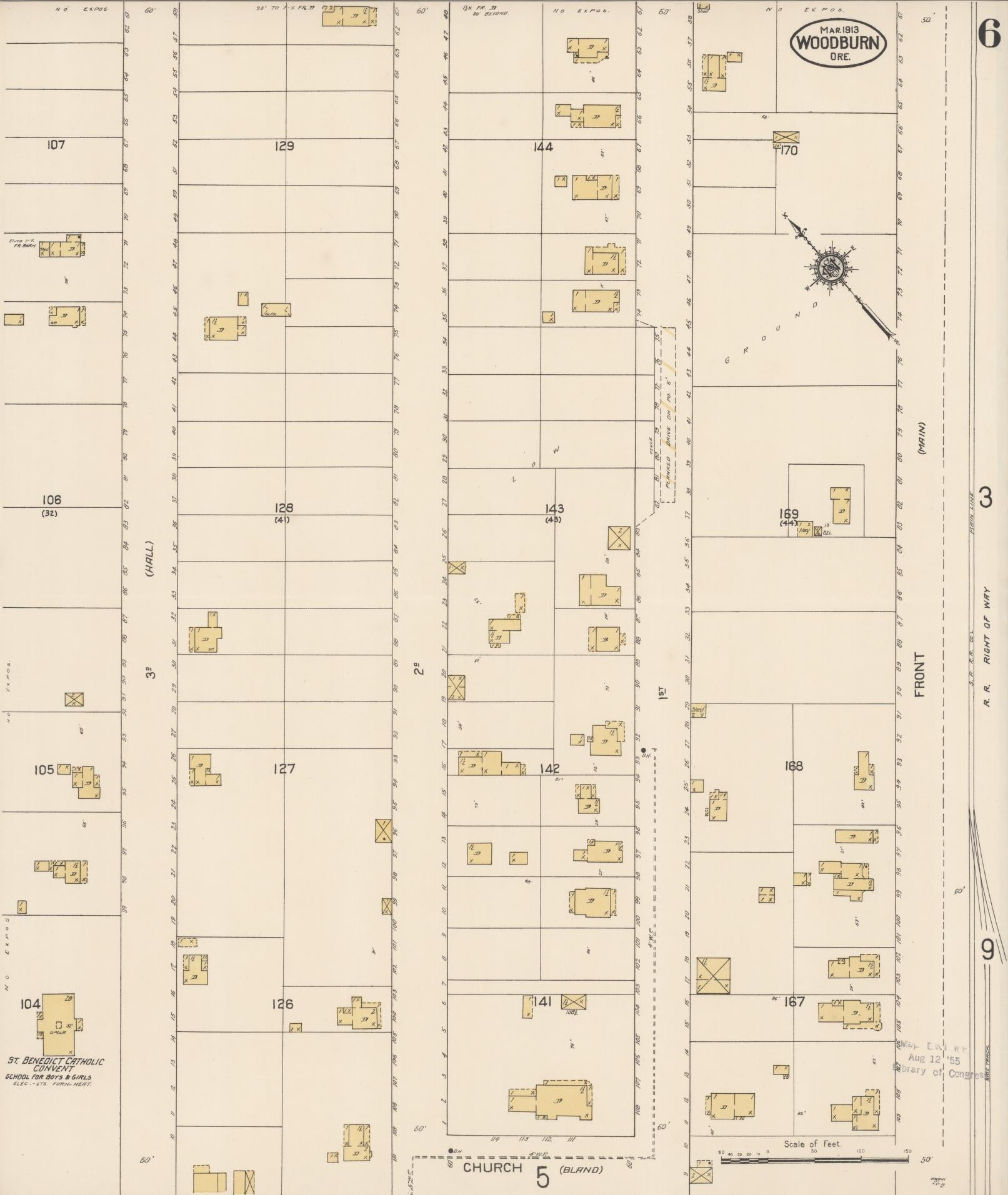 Sanborn Fire Insurance Map from Woodburn, Marion County, Oregon (1913), Sheet #0006 - Complete Map Set gallery image, historic Sanborn map, vintage wall art, Oregon Oregon