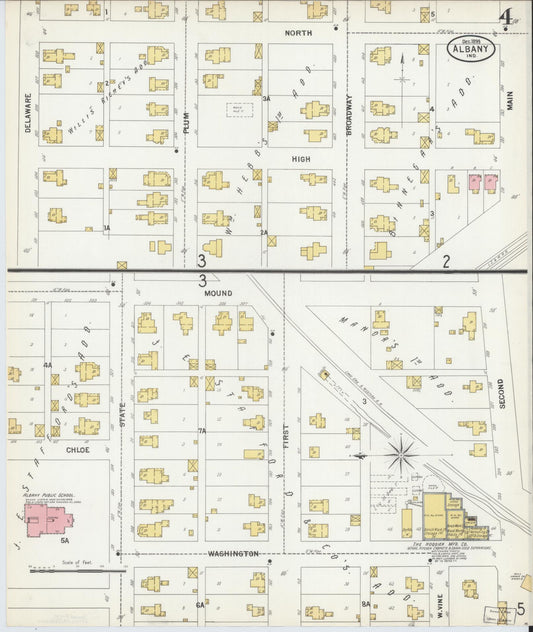 Sanborn Fire Insurance Map from Albany, Delaware County, Indiana (1899), Sheet #0004 - Historic Sanborn Fire Insurance Map Print, vintage old map wall art, antique decor, genealogy gift, Albany Delaware map