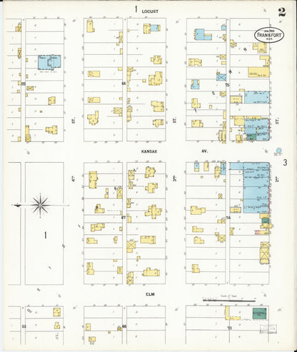 Sanborn Fire Insurance Map from Frankfort, Marshall County, Kansas (1900), Sheet #0002 - Complete Map Set gallery image, historic Sanborn map, vintage wall art, Kansas Kansas