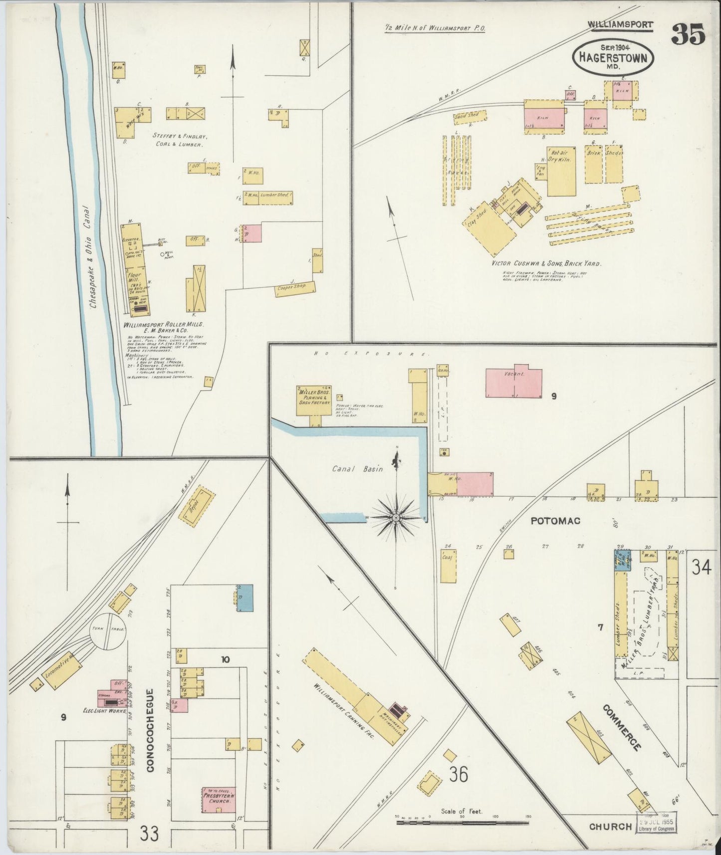 Sanborn Fire Insurance Map from Hagerstown, Washington County, Maryland (1904), Sheet #0035 - Historic Sanborn Fire Insurance Map Print, vintage old map wall art, antique decor, genealogy gift, Maryland Maryland map