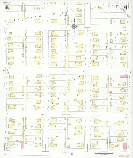 Sanborn Fire Insurance Map from Herrin, Williamson County, Illinois (1941), Sheet #0006 - Historic Sanborn Fire Insurance Map Print, vintage old map wall art, antique decor, genealogy gift, Illinois Illinois map