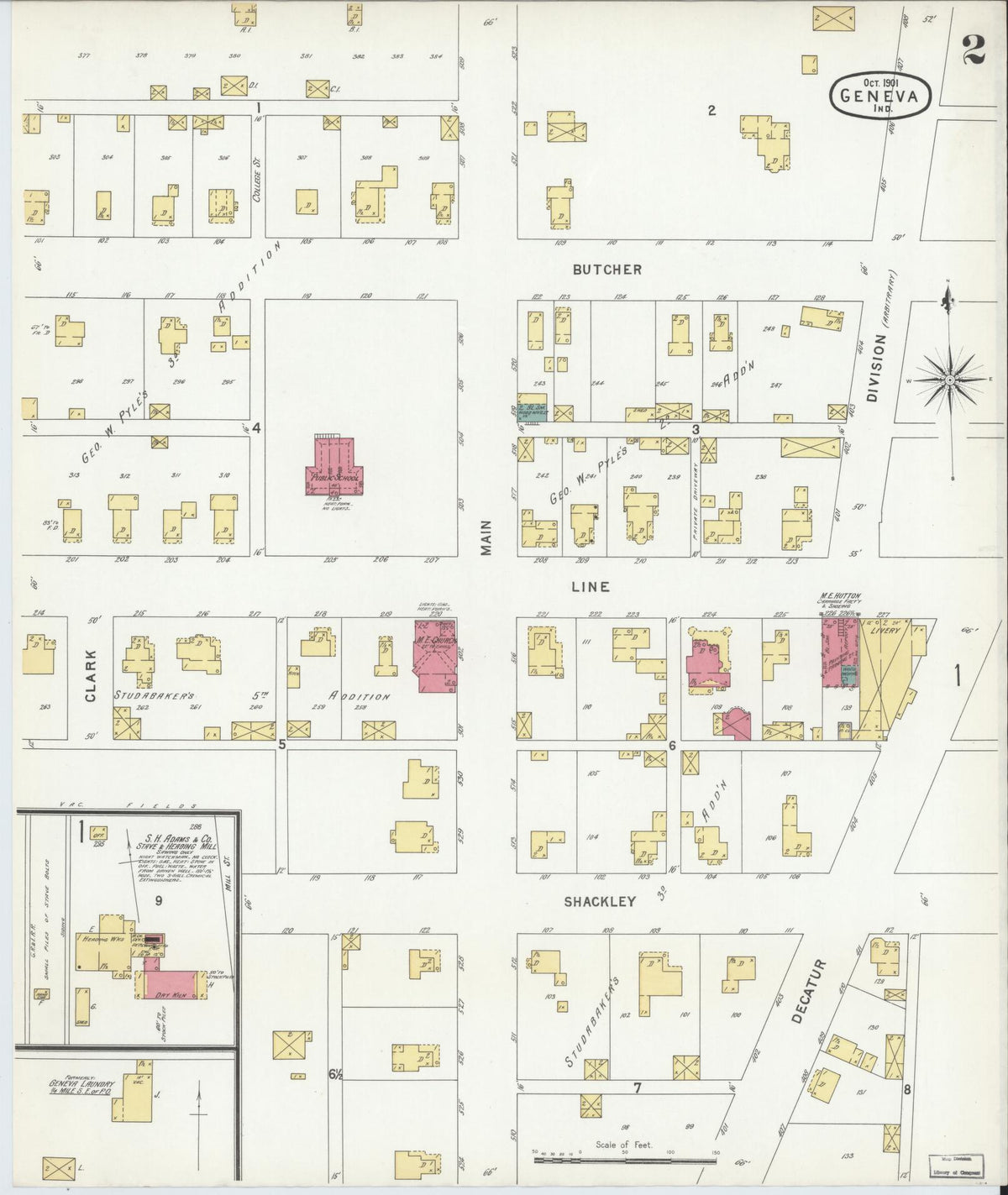 Sanborn Fire Insurance Map from Geneva, Adams County, Indiana (1901), Sheet #0002 - Historic Sanborn Fire Insurance Map Print, vintage old map wall art, antique decor, genealogy gift, Indiana Indiana map