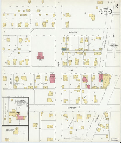 Sanborn Fire Insurance Map from Geneva, Adams County, Indiana (1901), Sheet #0002 - Historic Sanborn Fire Insurance Map Print, vintage old map wall art, antique decor, genealogy gift, Indiana Indiana map