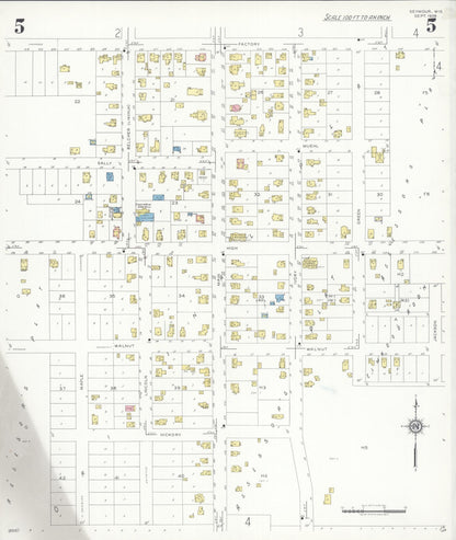 Sanborn Fire Insurance Map from Seymour, Outagamie County, Wisconsin (1938), Sheet #0005 - Historic Sanborn Fire Insurance Map Print, vintage old map wall art, antique decor, genealogy gift, Wisconsin Wisconsin map