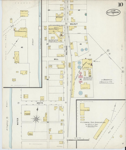 Sanborn Fire Insurance Map from Kittanning, Armstrong County, Pennsylvania (1897), Sheet #0010 - Historic Sanborn Fire Insurance Map Print, vintage old map wall art, antique decor, genealogy gift, Pennsylvania Pennsylvania map