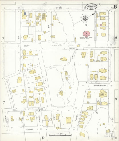 Sanborn Fire Insurance Map from The Dalles, Wasco County, Oregon (1909), Sheet #0008 - Complete Map Set gallery image, historic Sanborn map, vintage wall art, Oregon Oregon