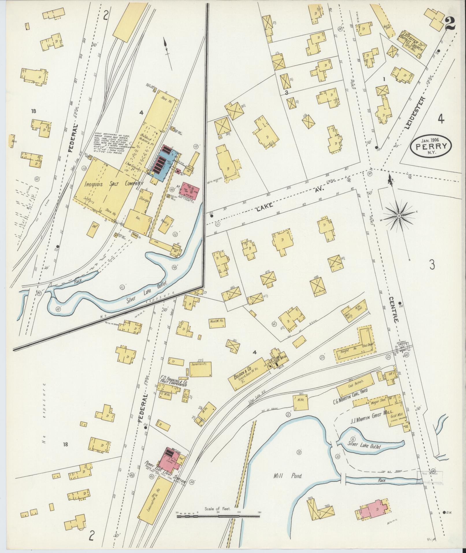 Sanborn Fire Insurance Map from Perry, Wyoming County, New York (1906), Sheet #0002 - Complete Map Set gallery image, historic Sanborn map, vintage wall art, Perry Wyoming