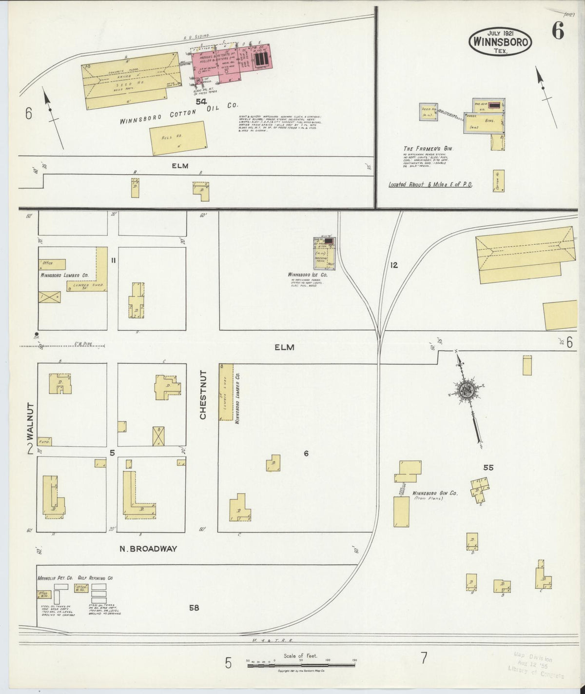 Sanborn Fire Insurance Map from Winnsboro, Wood County, Texas (1921), Sheet #0006 - Complete Map Set gallery image, historic Sanborn map, vintage wall art, Texas Texas