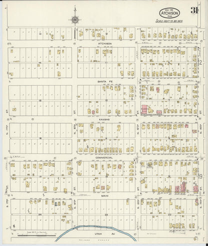 Sanborn Fire Insurance Map from Atchison, Atchison County, Kansas (1916), Sheet #0031 - Complete Map Set gallery image, historic Sanborn map, vintage wall art, Kansas Kansas