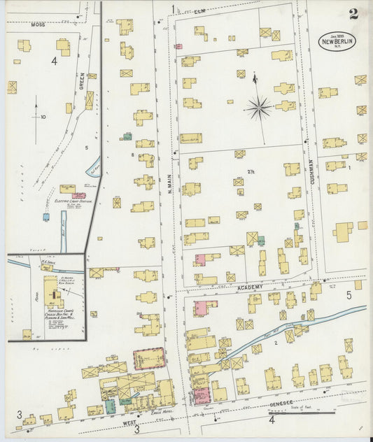 Sanborn Fire Insurance Map from New Berlin, Chenango County, New York (1899), Sheet #0002 - Historic Sanborn Fire Insurance Map Print, vintage old map wall art, antique decor, genealogy gift, New York New York map