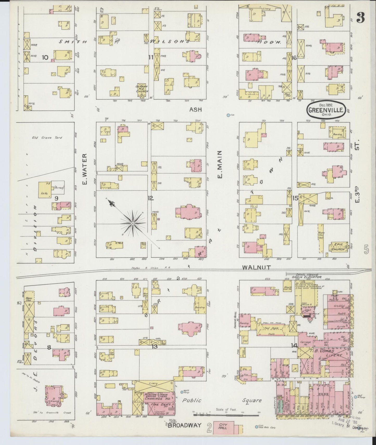 Sanborn Fire Insurance Map from Greenville, Darke County, Ohio (1892), Sheet #0003 - Historic Sanborn Fire Insurance Map Print, vintage old map wall art, antique decor, genealogy gift, Ohio Ohio map