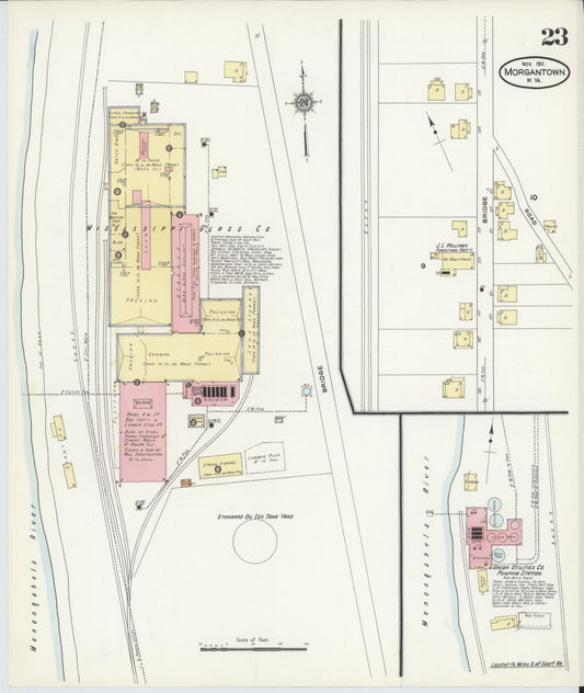 Sanborn Fire Insurance Map from Morgantown, Monongalia County, West Virginia (1911), Sheet #0023 - Historic Sanborn Fire Insurance Map Print, vintage old map wall art, antique decor, genealogy gift, West Virginia West Virginia map