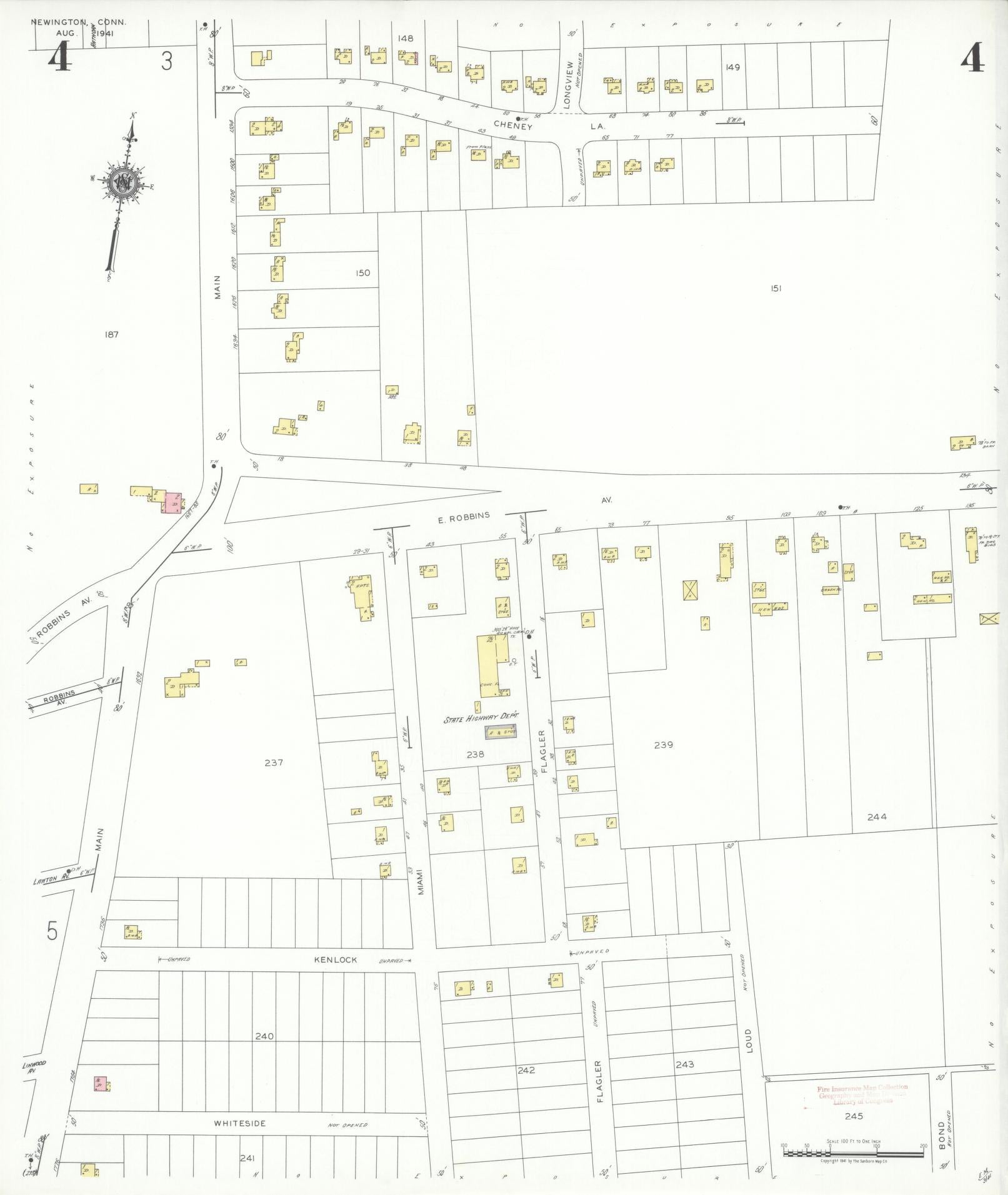 Sanborn Fire Insurance Map from Newington, Hartford County, Connecticut (1941), Sheet #0004 - Complete Map Set gallery image, historic Sanborn map, vintage wall art, Connecticut Connecticut