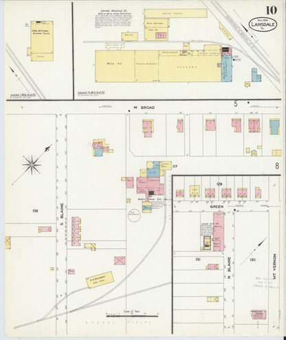 Sanborn Fire Insurance Map from Lansdale, Montgomery County, Pennsylvania (1912), Sheet #0010 - Historic Sanborn Fire Insurance Map Print, vintage old map wall art, antique decor, genealogy gift, Pennsylvania Pennsylvania map