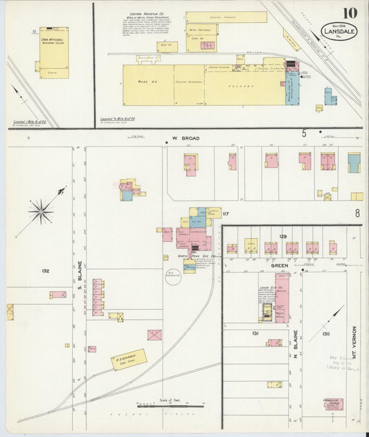Sanborn Fire Insurance Map from Lansdale, Montgomery County, Pennsylvania (1912), Sheet #0010 - Historic Sanborn Fire Insurance Map Print, vintage old map wall art, antique decor, genealogy gift, Pennsylvania Pennsylvania map