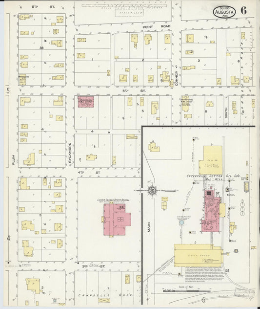 Sanborn Fire Insurance Map from Augusta, Woodruff County, Arkansas (1913), Sheet #0006 - Historic Sanborn Fire Insurance Map Print, vintage old map wall art, antique decor, genealogy gift, Arkansas Arkansas map