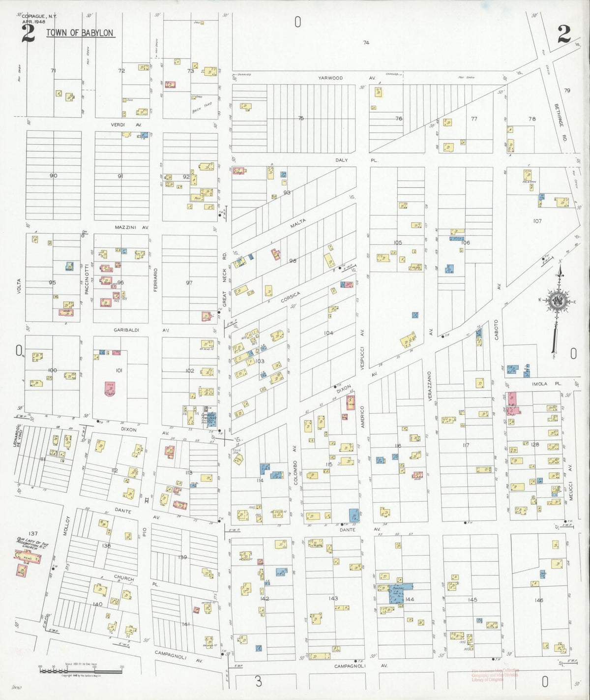 Sanborn Fire Insurance Map from Copiague, Suffolk County, New York (1948), Sheet #0002 - Complete Map Set gallery image, historic Sanborn map, vintage wall art, New York New York