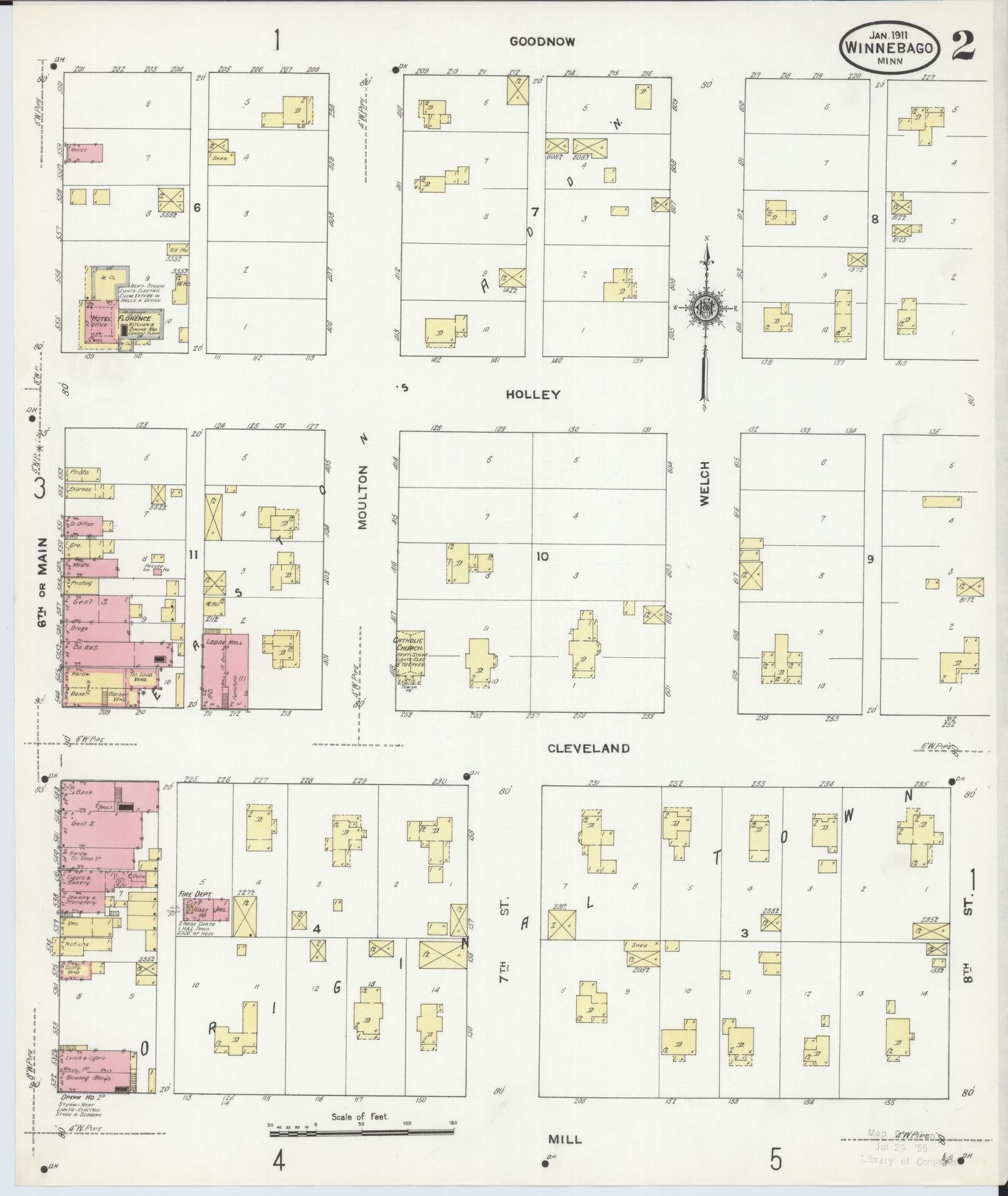 Sanborn Fire Insurance Map from Winnebago, Faribault County, Minnesota (1911), Sheet #0002 - Complete Map Set gallery image, historic Sanborn map, vintage wall art, Minnesota Minnesota