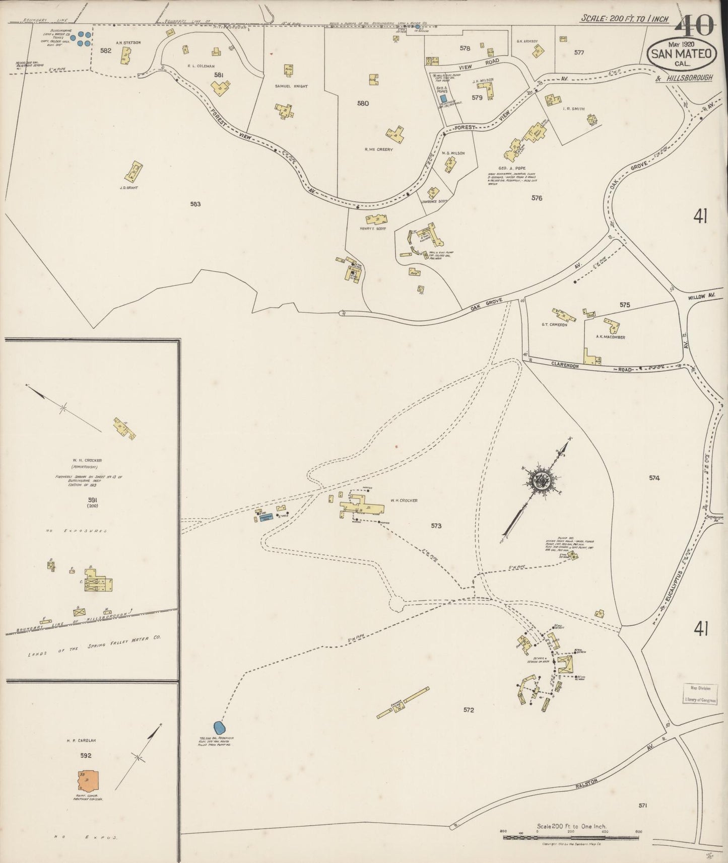 Sanborn Fire Insurance Map from San Mateo, San Mateo County, California (1920), Sheet #0040 - Complete Map Set gallery image, historic Sanborn map, vintage wall art, California California