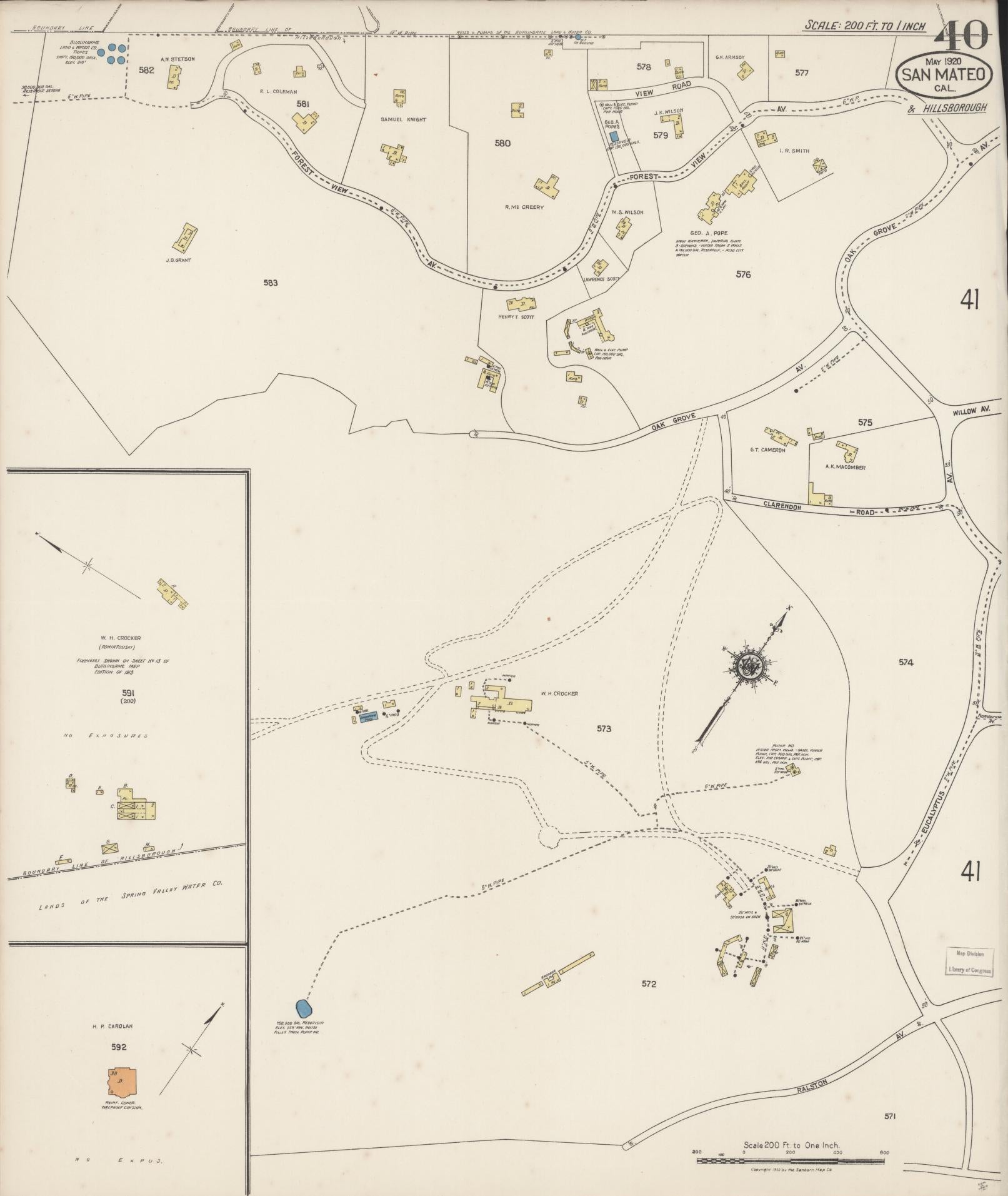 Sanborn Fire Insurance Map from San Mateo, San Mateo County, California (1920), Sheet #0040 - Complete Map Set gallery image, historic Sanborn map, vintage wall art, California California