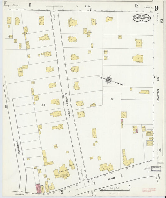 Sanborn Fire Insurance Map from Southampton, Suffolk County, New York (1916), Sheet #0009 - Historic Sanborn Fire Insurance Map Print, vintage old map wall art, antique decor, genealogy gift, New York New York map