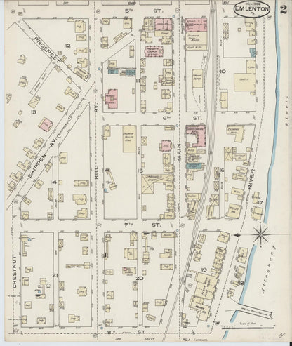 Sanborn Fire Insurance Map from Emlenton, Venango County, Pennsylvania (1886), Sheet #0002 - Complete Map Set gallery image, historic Sanborn map, vintage wall art, Pennsylvania Pennsylvania