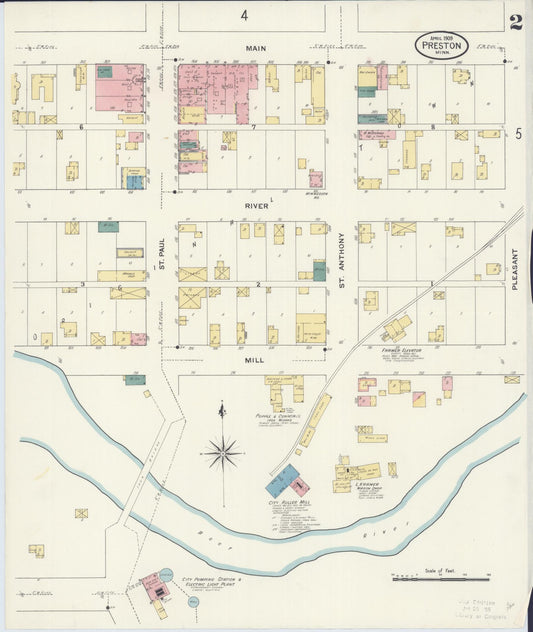 Sanborn Fire Insurance Map from Preston, Fillmore County, Minnesota (1909), Sheet #0002 - Historic Sanborn Fire Insurance Map Print, vintage old map wall art, antique decor, genealogy gift, Minnesota Minnesota map