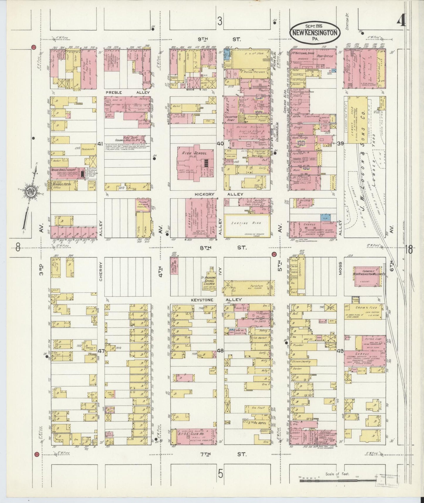 Sanborn Fire Insurance Map from New Kensington, Westmoreland County, Pennsylvania (1915), Sheet #0004 - Complete Map Set gallery image, historic Sanborn map, vintage wall art, Pennsylvania Pennsylvania