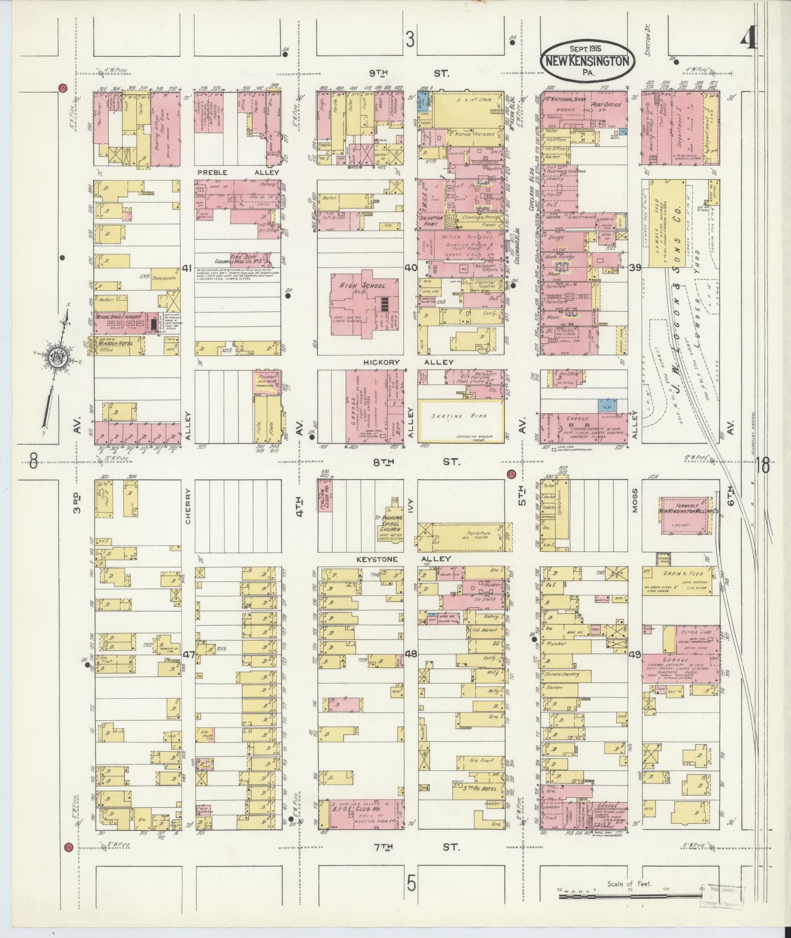 Sanborn Fire Insurance Map from New Kensington, Westmoreland County, Pennsylvania (1915), Sheet #0004 - Complete Map Set gallery image, historic Sanborn map, vintage wall art, Pennsylvania Pennsylvania