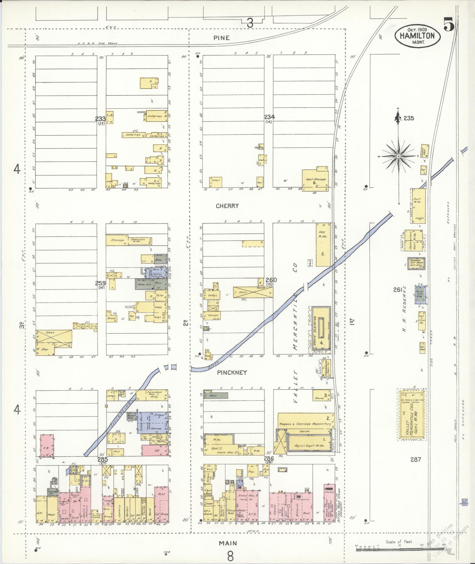 Sanborn Fire Insurance Map from Hamilton, Ravalli County, Montana (1909), Sheet #0005 - Complete Map Set gallery image, historic Sanborn map, vintage wall art, Montana Montana