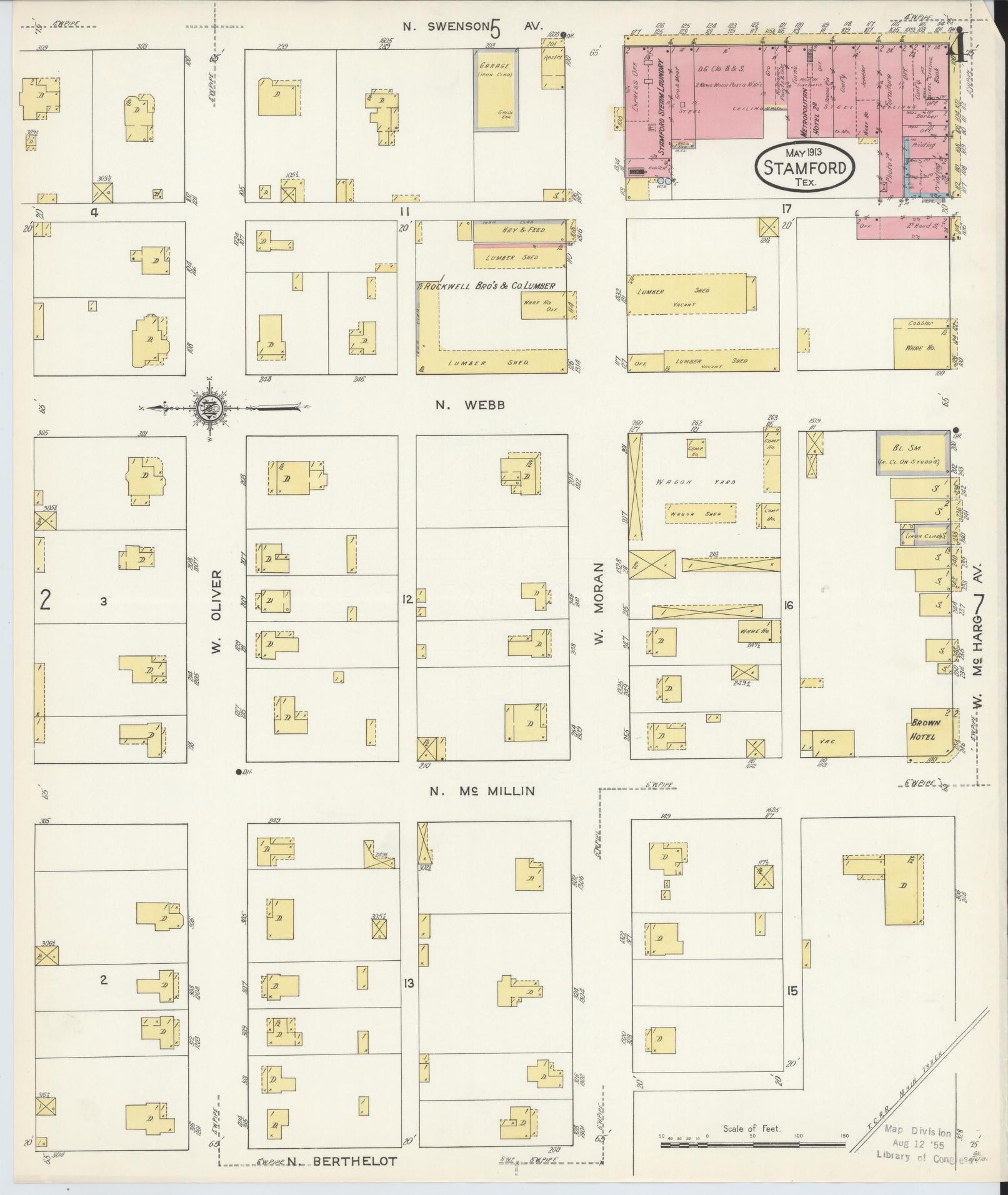Sanborn Fire Insurance Map from Stamford, Jones County, Texas (1913), Sheet #0004 - Complete Map Set gallery image, historic Sanborn map, vintage wall art, Texas Texas