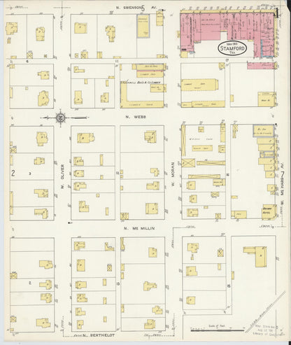 Sanborn Fire Insurance Map from Stamford, Jones County, Texas (1913), Sheet #0004 - Complete Map Set gallery image, historic Sanborn map, vintage wall art, Texas Texas