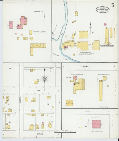 Sanborn Fire Insurance Map from Oak Harbor, Ottawa County, Ohio (1904), Sheet #0005 - Historic Sanborn Fire Insurance Map Print, vintage old map wall art, antique decor, genealogy gift, Ohio Ohio map