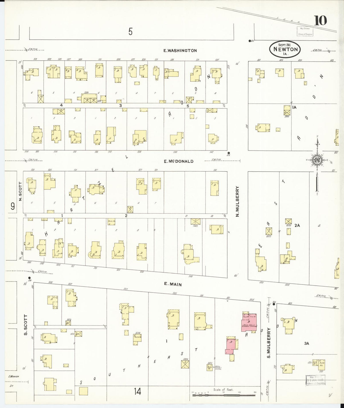 Sanborn Fire Insurance Map from Newton, Jasper County, Iowa (1911), Sheet #0010 - Historic Sanborn Fire Insurance Map Print, vintage old map wall art