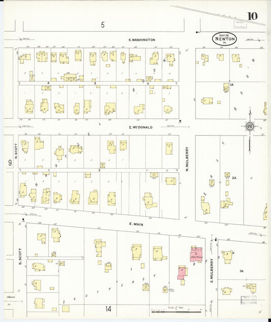 Sanborn Fire Insurance Map from Newton, Jasper County, Iowa (1911), Sheet #0010 - Historic Sanborn Fire Insurance Map Print, vintage old map wall art