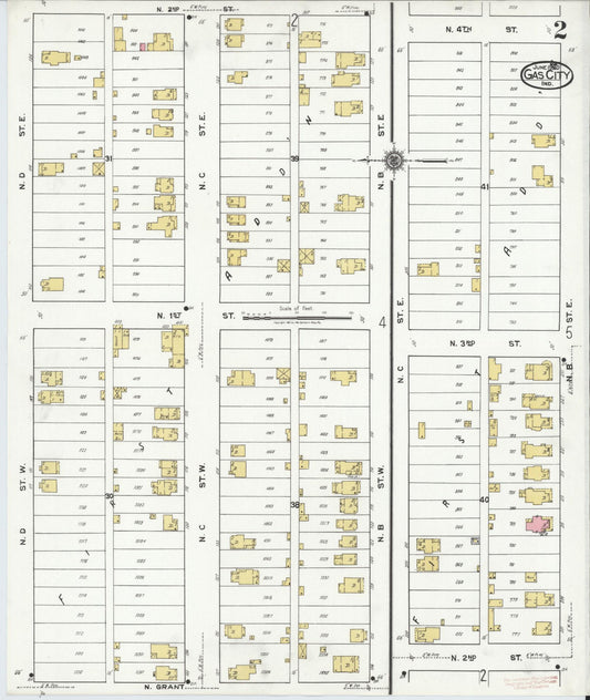 Sanborn Fire Insurance Map from Gas City, Grant County, Indiana (1920), Sheet #0002 - Historic Sanborn Fire Insurance Map Print, vintage old map wall art, antique decor, genealogy gift, Indiana Indiana map