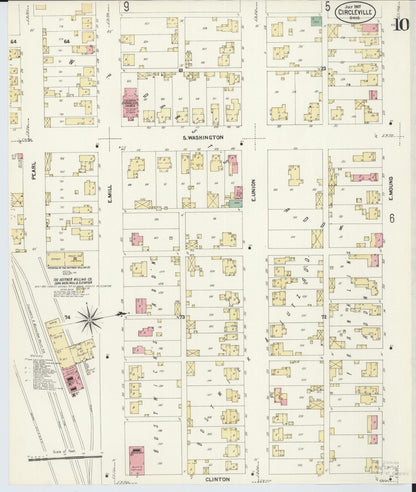 Sanborn Fire Insurance Map from Circleville, Pickaway County, Ohio (1907), Sheet #0010 - Historic Sanborn Fire Insurance Map Print, vintage old map wall art, antique decor, genealogy gift, Ohio Ohio map
