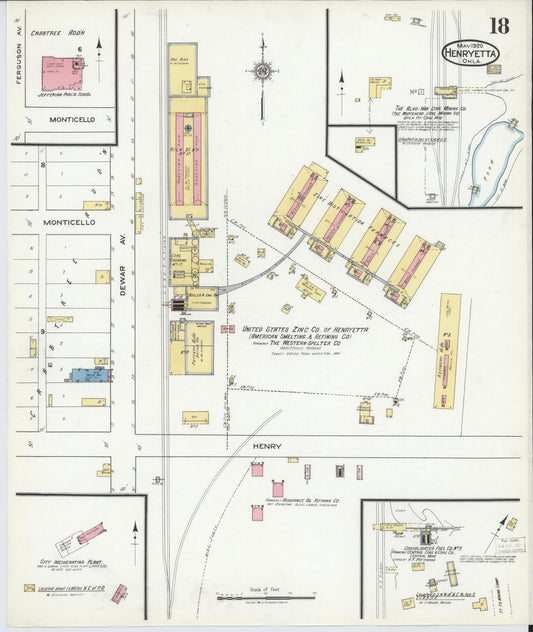 Sanborn Fire Insurance Map from Henryetta, Okmulgee County, Oklahoma (1920), Sheet #0018 - Historic Sanborn Fire Insurance Map Print, vintage old map wall art, antique decor, genealogy gift, Oklahoma Oklahoma map