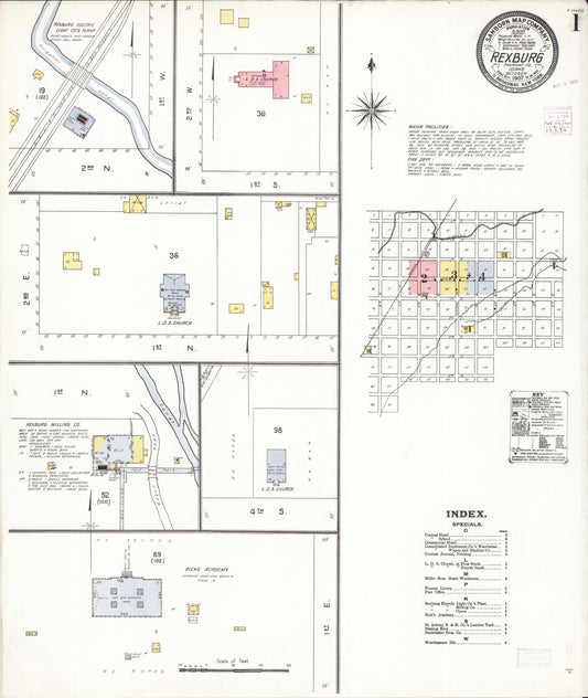 Sanborn Fire Insurance Map from Rexburg, Madison County, Idaho. (1907) – Historic Sanborn Fire Insurance Map Print