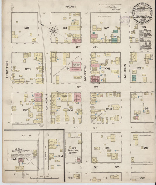 Sanborn Fire Insurance Map from Richmond, Fort Bend County, Texas (1885), Sheet #0001 - Historic Sanborn Fire Insurance Map Print, vintage old map wall art, antique decor, genealogy gift, Texas Texas map