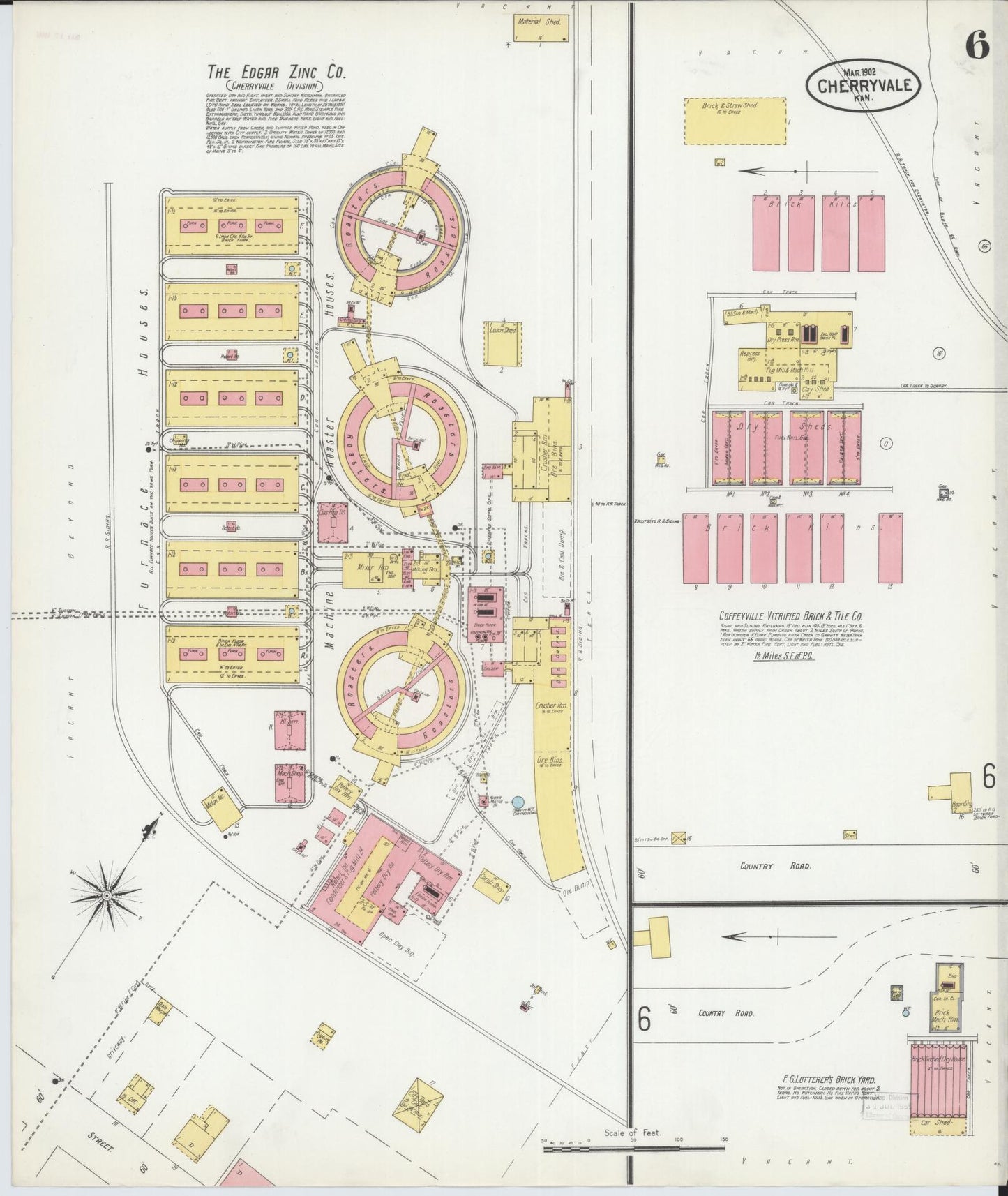 Sanborn Fire Insurance Map from Cherryvale, Montgomery County, Kansas (1902), Sheet #0006 - Historic Sanborn Fire Insurance Map Print, vintage old map wall art, antique decor, genealogy gift, Kansas Kansas map