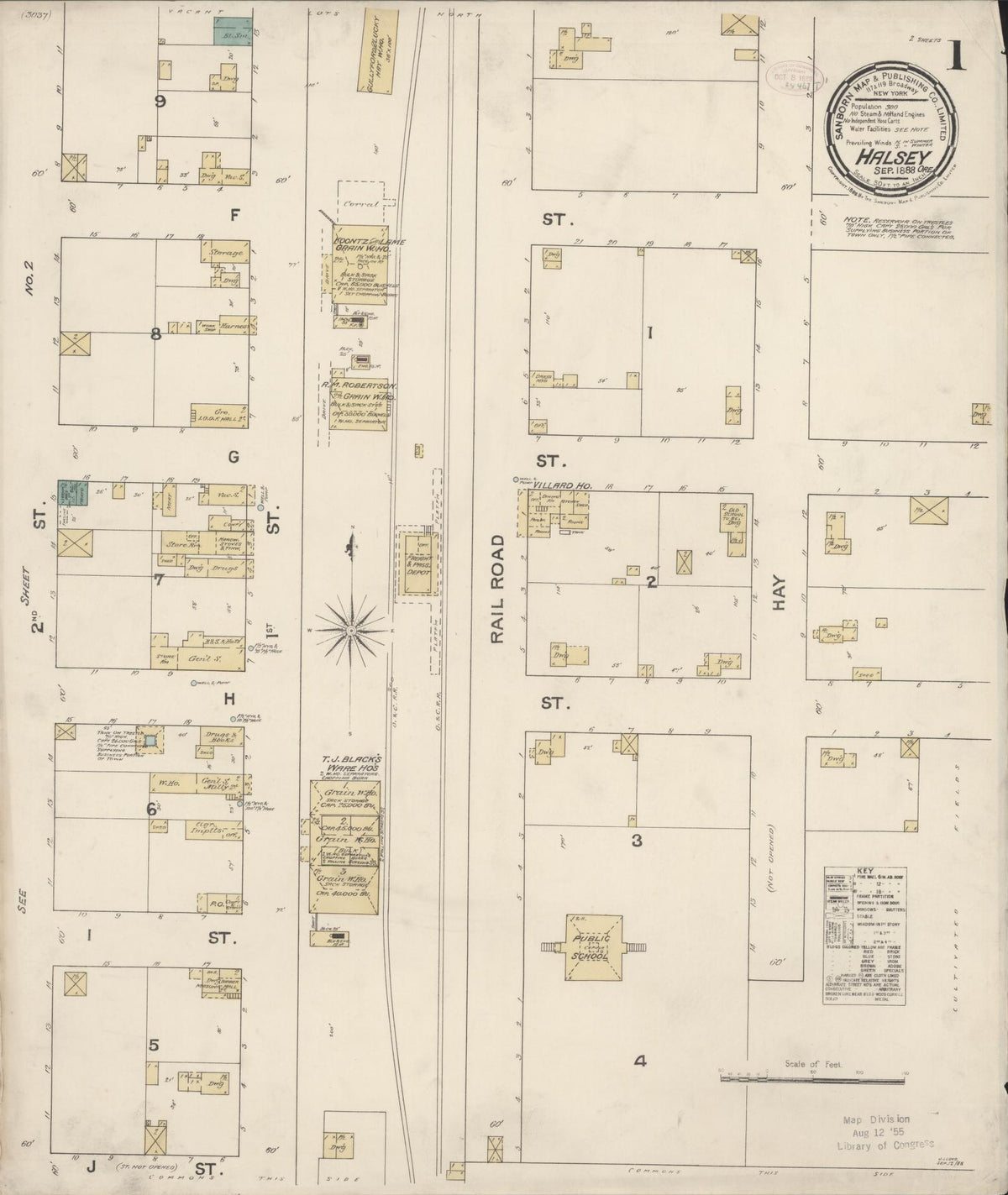 Sanborn Fire Insurance Map from Halsey, Linn County, Oregon (1888), Sheet #0001 - Historic Sanborn Fire Insurance Map Print, vintage old map wall art, antique decor, genealogy gift, Oregon Oregon map