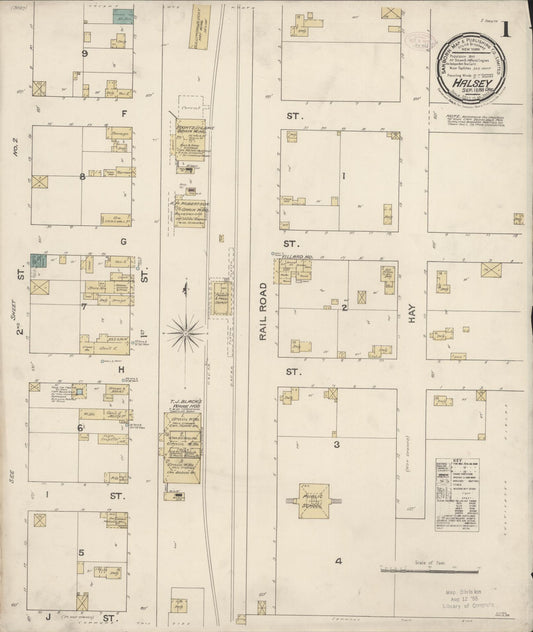 Sanborn Fire Insurance Map from Halsey, Linn County, Oregon (1888), Sheet #0001 - Historic Sanborn Fire Insurance Map Print, vintage old map wall art, antique decor, genealogy gift, Oregon Oregon map