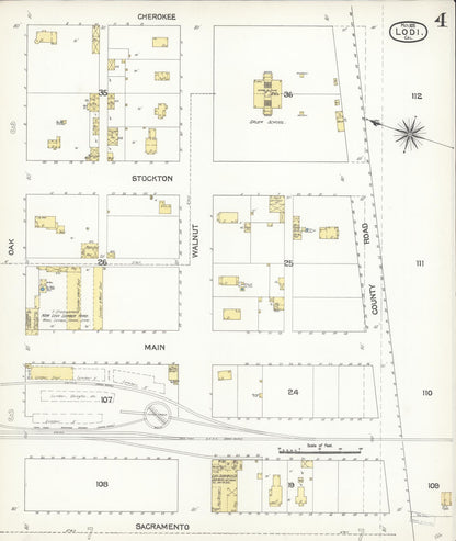 Sanborn Fire Insurance Map from Lodi, San Joaquin County, California (1895), Sheet #0004 - Complete Map Set gallery image, historic Sanborn map, vintage wall art, California California