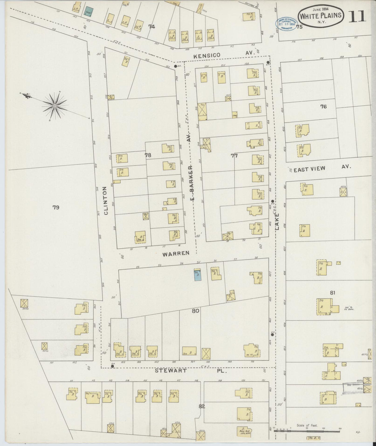 Sanborn Fire Insurance Map from White Plains, Westchester County, New York (1894), Sheet #0011 - Historic Sanborn Fire Insurance Map Print, vintage old map wall art, antique decor, genealogy gift, New York New York map
