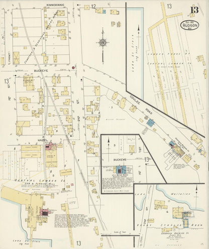 Sanborn Fire Insurance Map from Hudson, St. Croix County, Wisconsin (1912), Sheet #0013 - Historic Sanborn Fire Insurance Map Print, vintage old map wall art, antique decor, genealogy gift, Wisconsin Wisconsin map