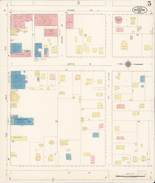 Sanborn Fire Insurance Map from Rexburg, Madison County, Idaho (1918), Sheet #0005 - Historic Sanborn Fire Insurance Map Print, vintage old map wall art, antique decor, genealogy gift, Idaho Idaho map