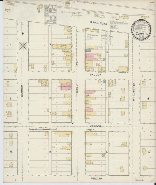 Sanborn Fire Insurance Map from Yuma, Yuma County, Colorado (1893), Sheet #0001 - Historic Sanborn Fire Insurance Map Print, vintage old map wall art, antique decor, genealogy gift, Colorado Colorado map